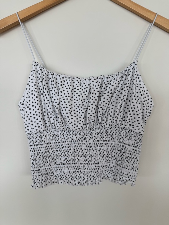 La Hearts Tops - LA Hearts White & Black Star Smocked Cami